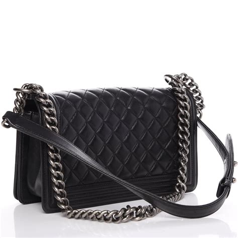 chanel lambskin quilted new medium boy flap black